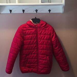Girl’s Cat & Jack magenta lightweight puffer jacket, size 10/12